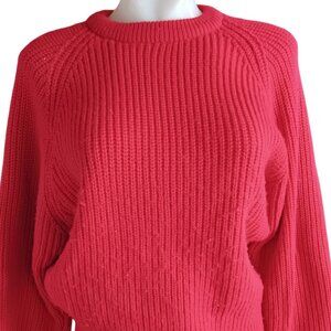 Vintage Medium Women's Crewneck Sweater MP Petite Red Knit 1990's Mommy